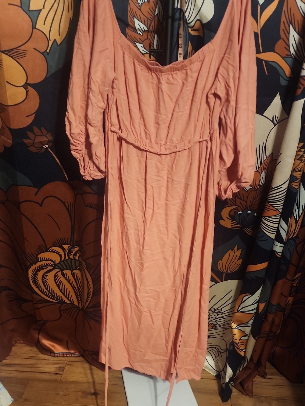 Eloquii Coral Midi Peasant Dress